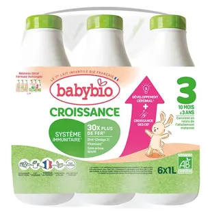Babybio Latte Croissance Latte di Vacca 3ème Âge Bio 6 x 1L