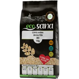 Ecosana Flocos de Aveia Integrais Grossos Orgânicos Sem Glúten 1 kg