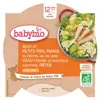 Babybio Repas Midi Assiette Petits Pois Panais Veau Pâtes +12m Bio 230g