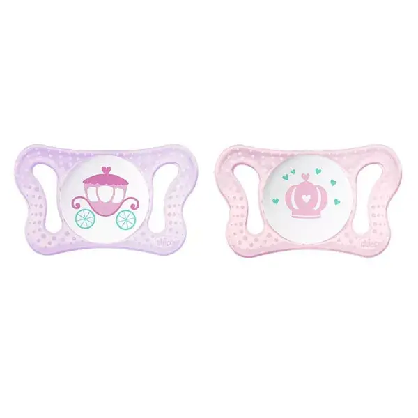 Chicco Physio Micro Silicone Pacifier +0m Crown Carriage Set of 2