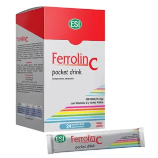 ESI Ferrolin C Pocket Drink Lemon Flavor 24 Drinkable Sachets