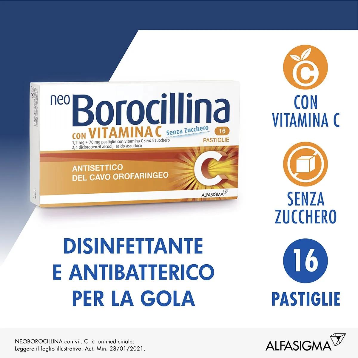 Neoborocillina C Antisettico Orale 16 Pastiglie Senza Zucchero