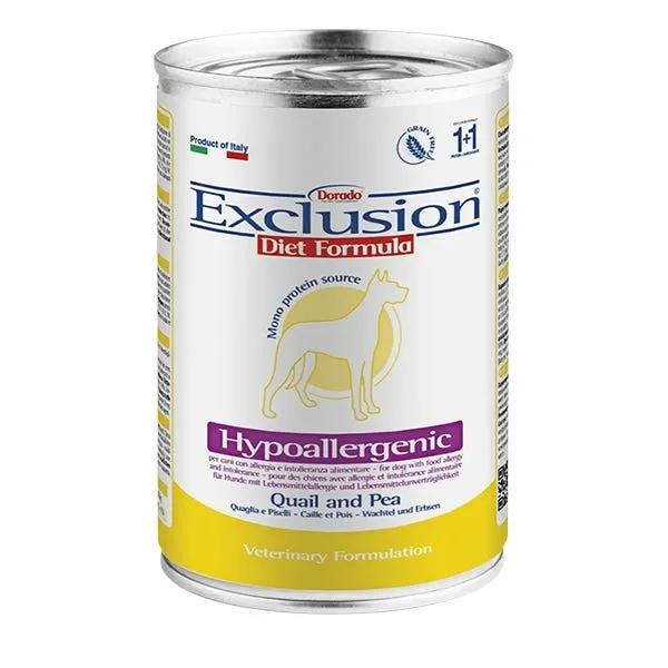 Exclusion Monoprotein Veterinary Diet Formula Hypoallergenic Umido Quaglia/Piselli Per Cani Adulti Lattina 400G