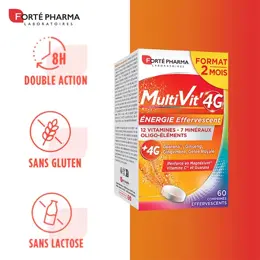 Forté Pharma MultiVit'4G Energie Multivitamines 2 mois 60 comprimés Effervescent