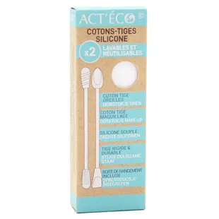 Act'Éco Double Coton Tige Réutilisable Silicone et Embout Maquillage Blanc