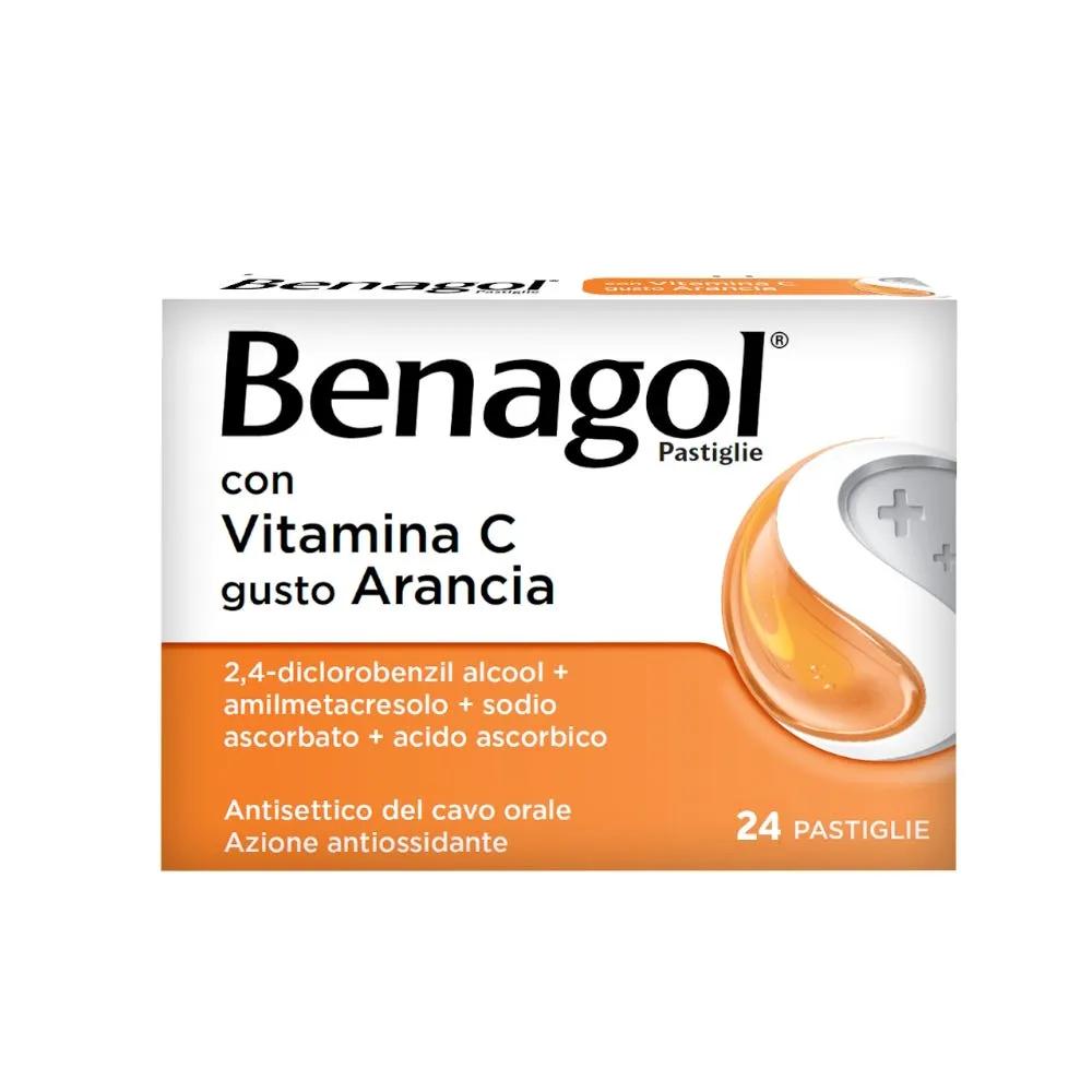 Benagol Pastiglie Vitamina C Antisettico per Cavo Orale Gusto Arancia 24 Pastiglie