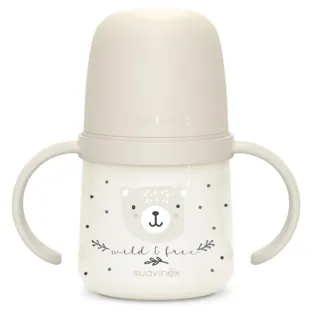 Suavinex Wild&amp;Free Baby Bottle with Glowing Handles Grey +6m 150ml