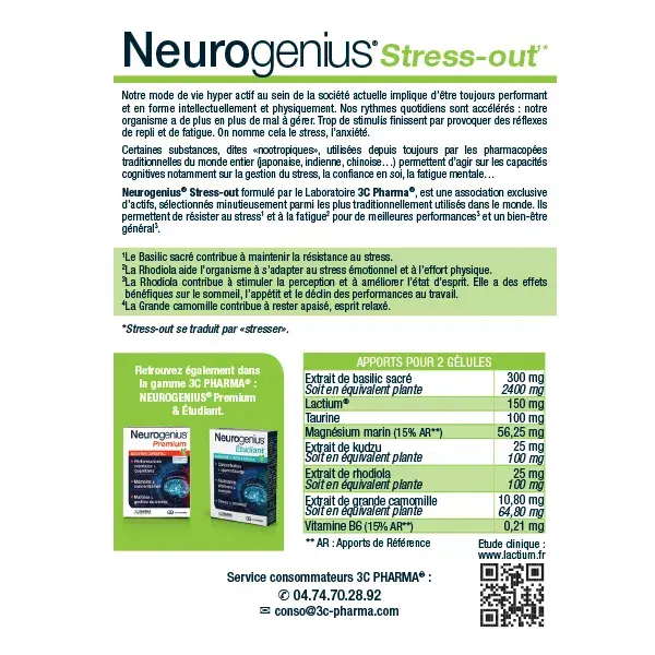 3C Pharma Neurogenius Stress-Out 30 capsules