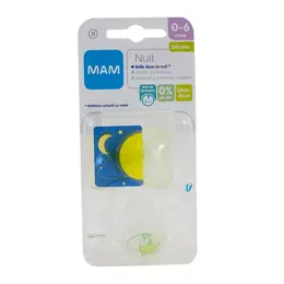 MAM Sucette Nuit Silicone 0-6m Lot de 2 Oiseau et Lune