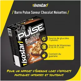 Isostar Pulse Barre Énergétique Chocolat Noisette 6 unités