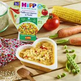 Hipp Bio Les Petits Gourmets Assiette Paëlla aux Légumes et Poulet +15m Bio 250g