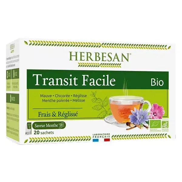 Herbesan Bio Infusion Transit Facile Saveur Menthe n°2 20 sachets