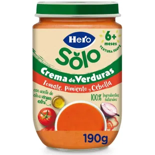 Hero Solo Cream of Vegetables Jar with Tomato, Pepper and Onion +6m 190g