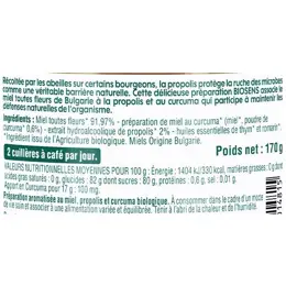 Biosens Miels Préparation Miel Curcuma et Propolis Immunité Bio 170g