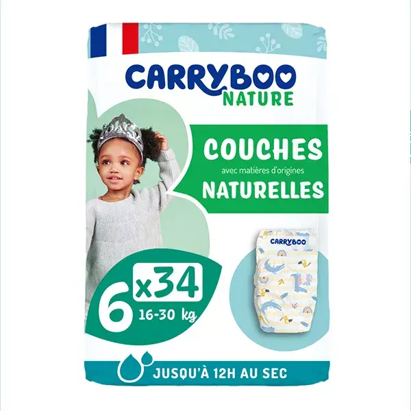 Carryboo Nature Pañales Naturales y Repollo Talla 6 (16-30kg), x34