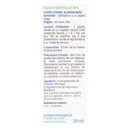 Ladrôme Huile Essentielle Gingembre Bio 10ml