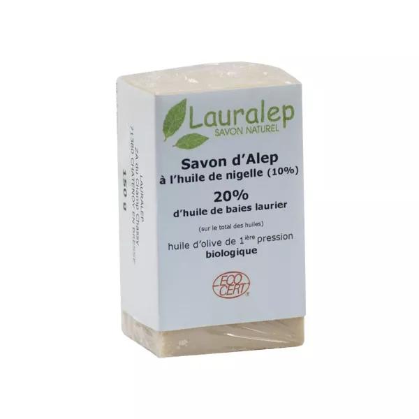Lauralep Sapone d'Aleppo Bio 20% d'Olio di Alloro e Olio di Nigella 150g