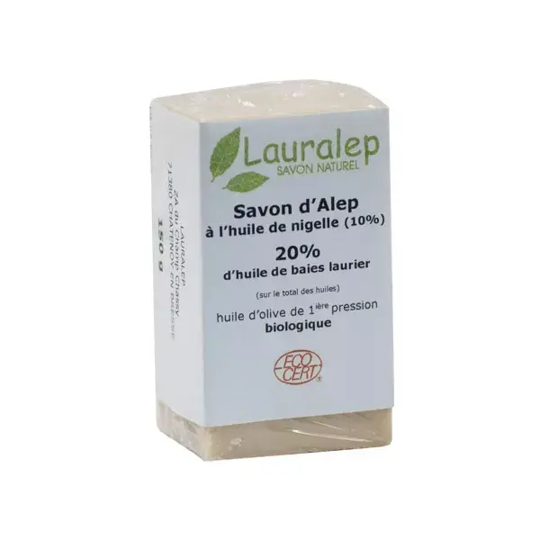 Lauralep Jabón de Alepo Bio 20% de Aceite de Alurel y Nigella 150g