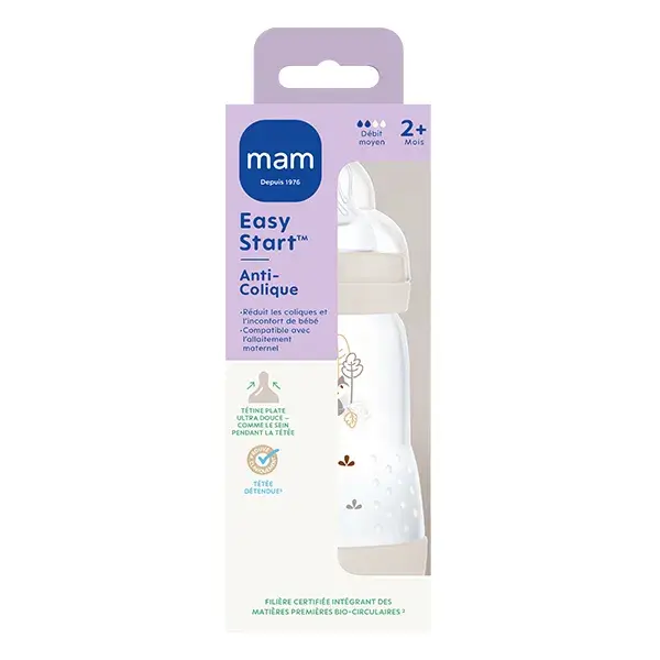 Mam Biberon Easy Start / Anti-Colique Sable Tétine Débit 2 260ml