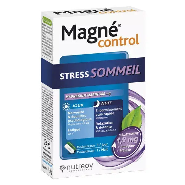 Nutreov Physcience Magné Control Stress Sommeil 15 Comprimés Jours + 15 Comprimés Nuits