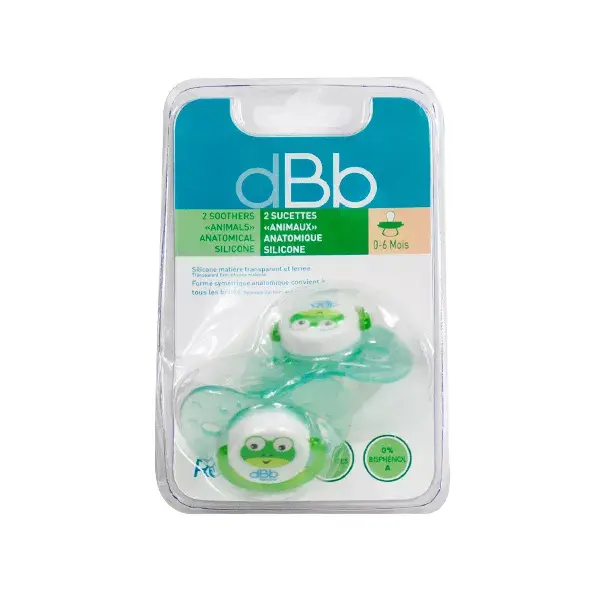 dBb Remond Pack of 2 Silicone Soothers 1st Age Blue Frog