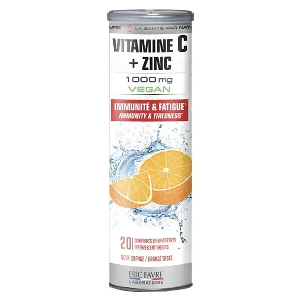Eric Favre Vitamine C + Zinc Immunité & Fatigue Goût Orange 20 compresse effervescenti