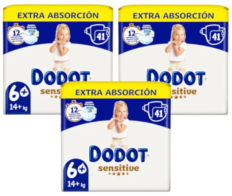 Dodot Sensitive Extra-Jumbo Pack Couches T6+ (+14 Kg) 3x41 unités