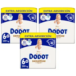 Dodot Sensitive Extra-Jumbo Diapers Pack T6+ (+14 Kg) 3x41 units