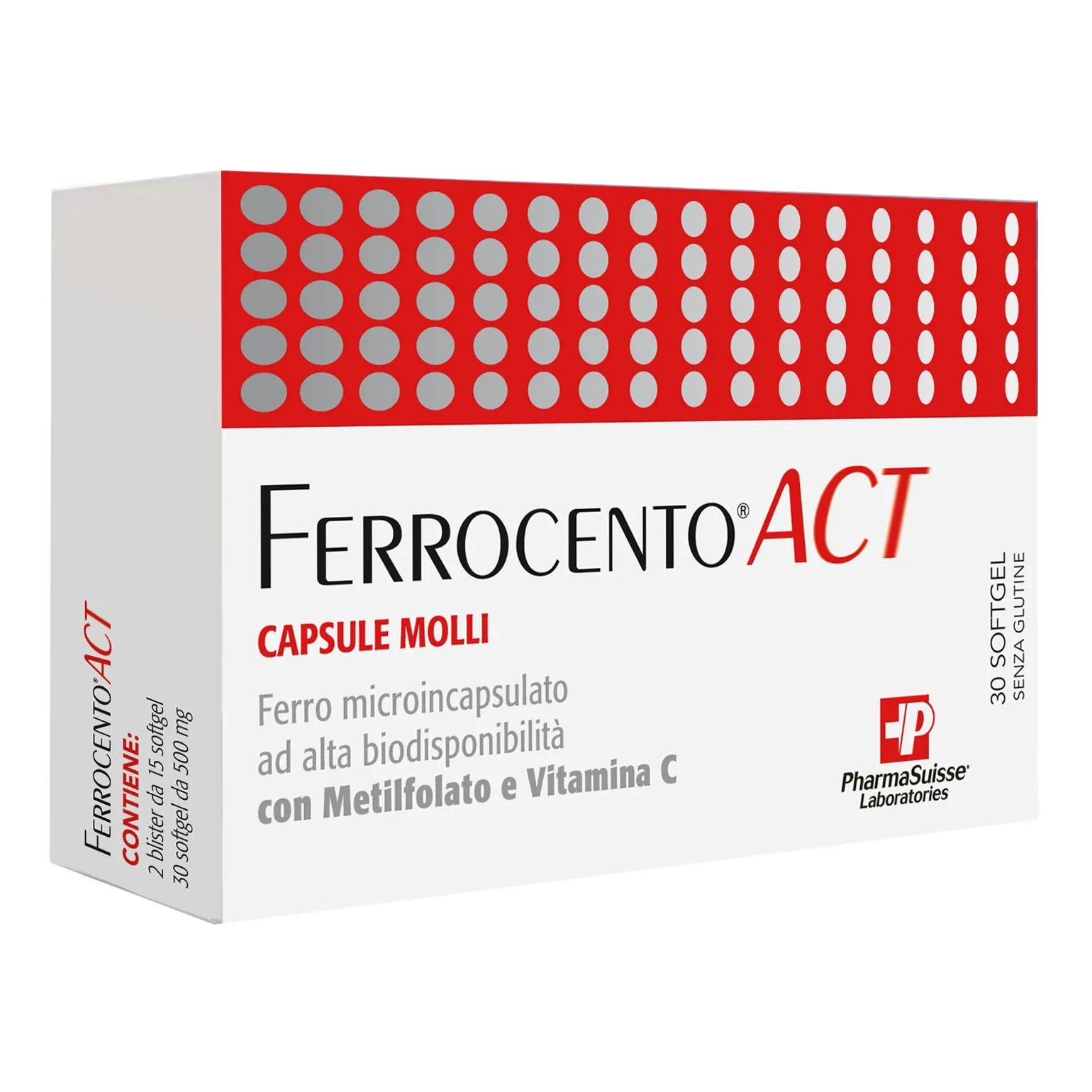 Ferrocento ACT Integratore di Ferro 30 Capsule Molli