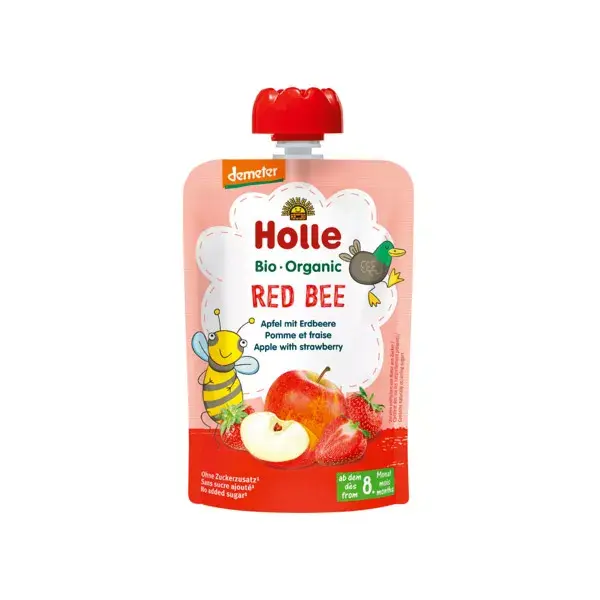 Holle Gourde Red Bee Pomme Fraise Bio +8m 100g