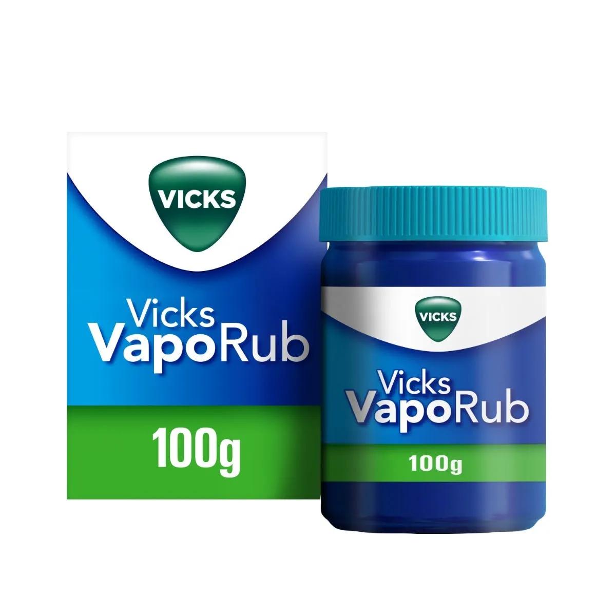 Vicks Vaporub Rimedio Per Raffreddore, Mal Di Gola, Tosse E Naso Chiuso Vasetto Da 100 g