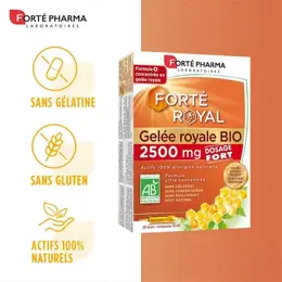 Forté Pharma Forté Royal Gelée Royale Bio 2 500 mg et Miel Immunité 20 ampoules