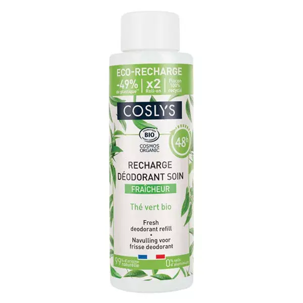 Coslys Recharge Déodorant Soin Fraîcheur Thé Vert Bio 100ml