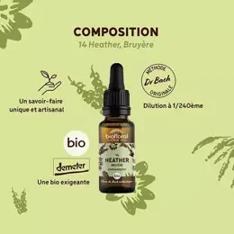 Biofloral Fleur De Bach 14 Heather Bruyere Compte Gouttes Bio Demeter 20 ml