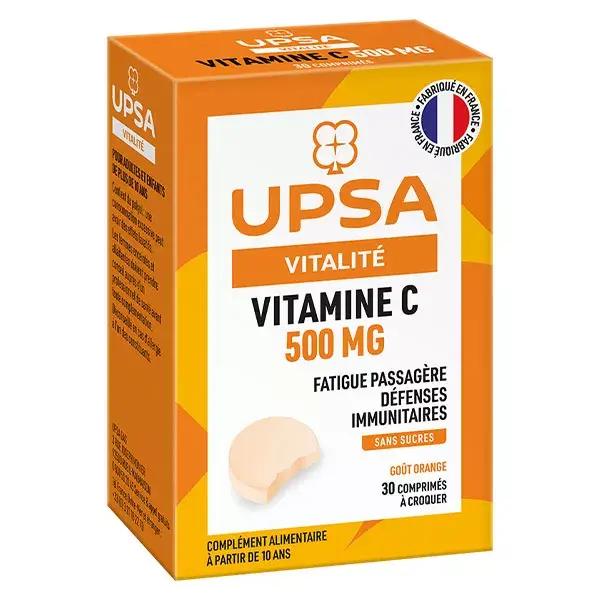 UPSA Vitamine C 500mg sans Sucres 30 comprimés à croquer