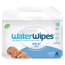 WaterWipes Lingettes Pures Lot de 4 x 60 lingettes