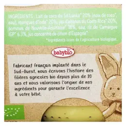 Babybio Desserts Végétaux Pot Brassé Lait de Coco Mangue Ananas +6m Bio 2 x 130g