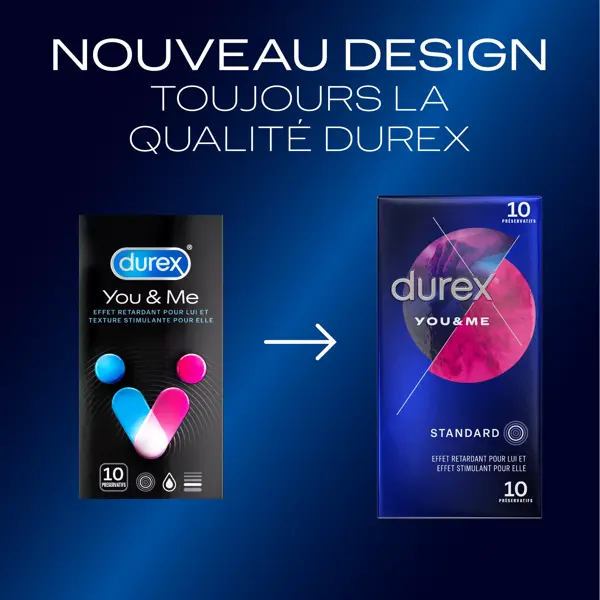 Durex Préservatifs You & Me - 10 Préservatifs Retardants et Stimulants