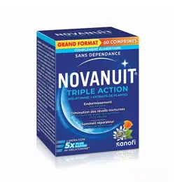 Novanuit triple action Sommeil mélatonine – Réveils nocturnes 