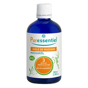 Olio da massaggio Puressentiel Essential Base con 3 oli vegetali biologici 100 ml