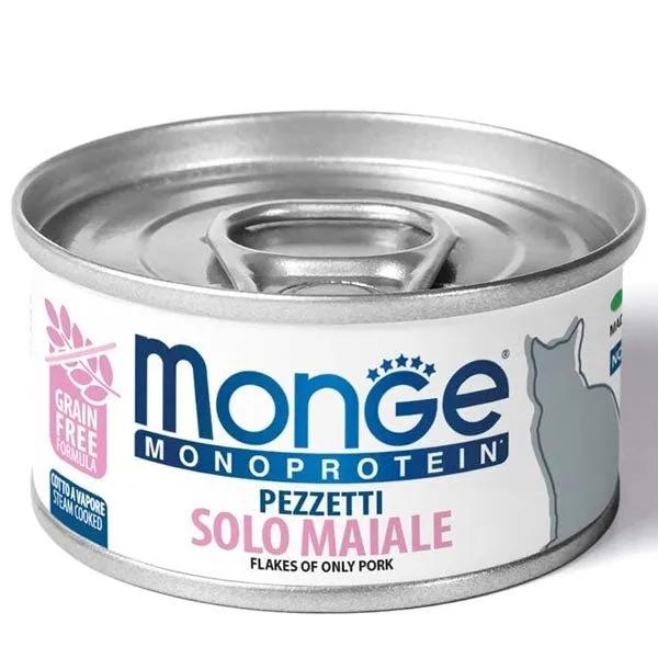 Monge Monoprotein Pezzetti Solo Maiale Cibo Umido Per Gatti Adulti 80G