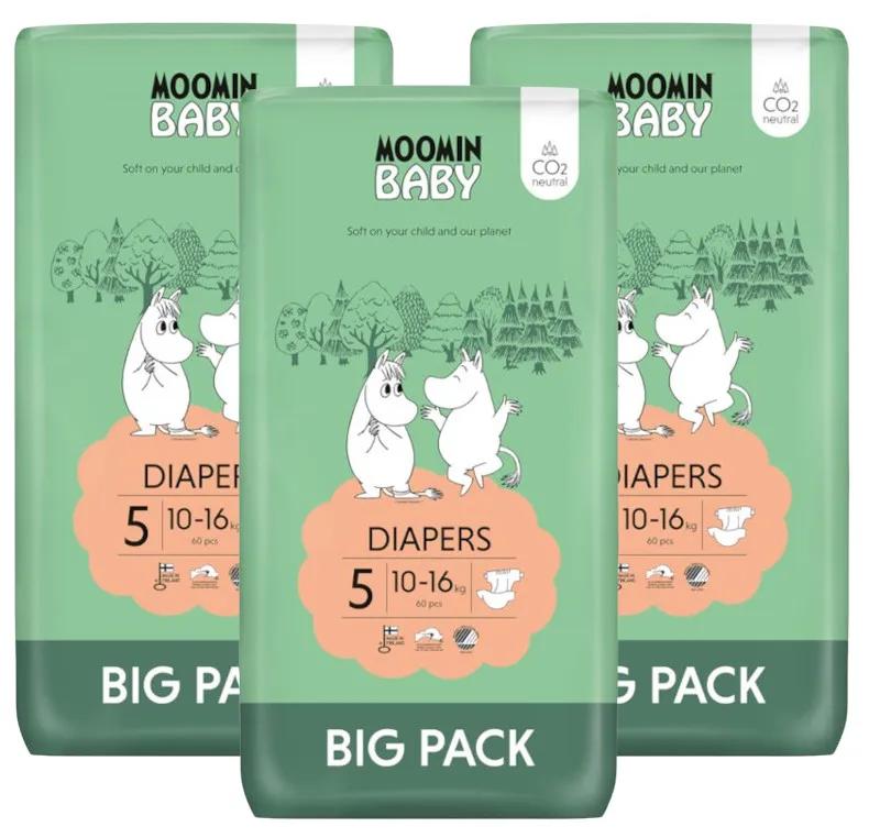 Moomin Baby Diapers Size 5 (10-16 Kg) 3x60 units