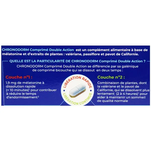 Chronodorm Melatonina 1.9mg Doble Acción 15 comprimidos