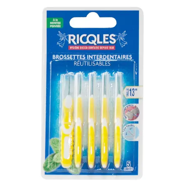 Ricqles Brossettes Interdentaires Réutilisables 1,3mm 5 unités
