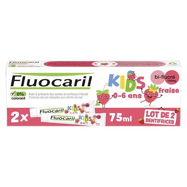 Fluocaril Kids 3-6 años Pasta de Dientes en Gel Fresa Pack de 2 x 75ml