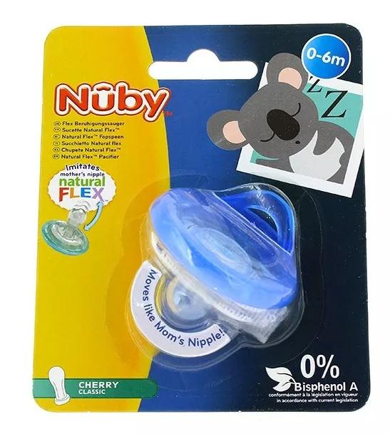 Nuby Chupete Natural Flex Cherry Silicona 0-6m Azul