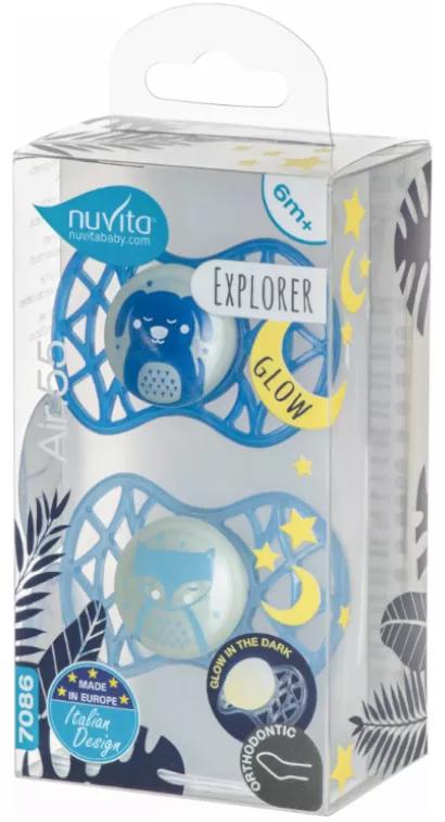 Nuvita Reflektierende Schnuller Anatomischer Sauger +6m Blau 2 Einheiten