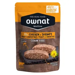 Ownat Grain Free Aliments Humides Chat 70% Poulet et Crevettes Sachet 85gr