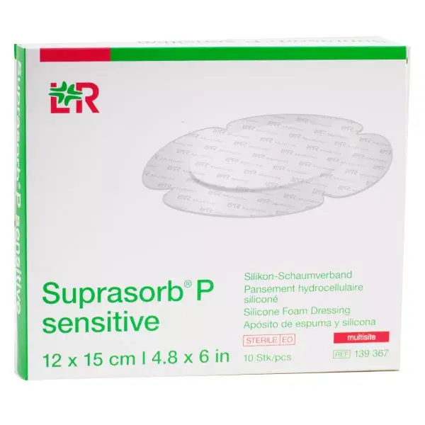 L&R Suprasorb P Sensitive Multisite Cerotto Silicone 12cm X 15cm 10 unità