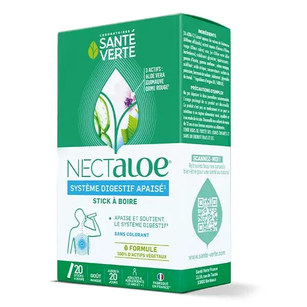 Santé Verte Nectaloe Système Digestif 20 sticks